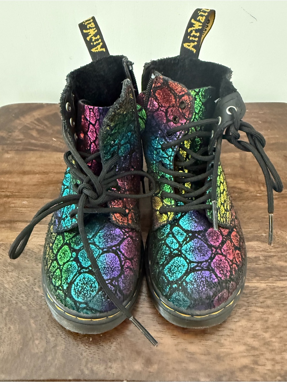 Dr. Martens Multicolor Snake-Print Lace-Up Boots